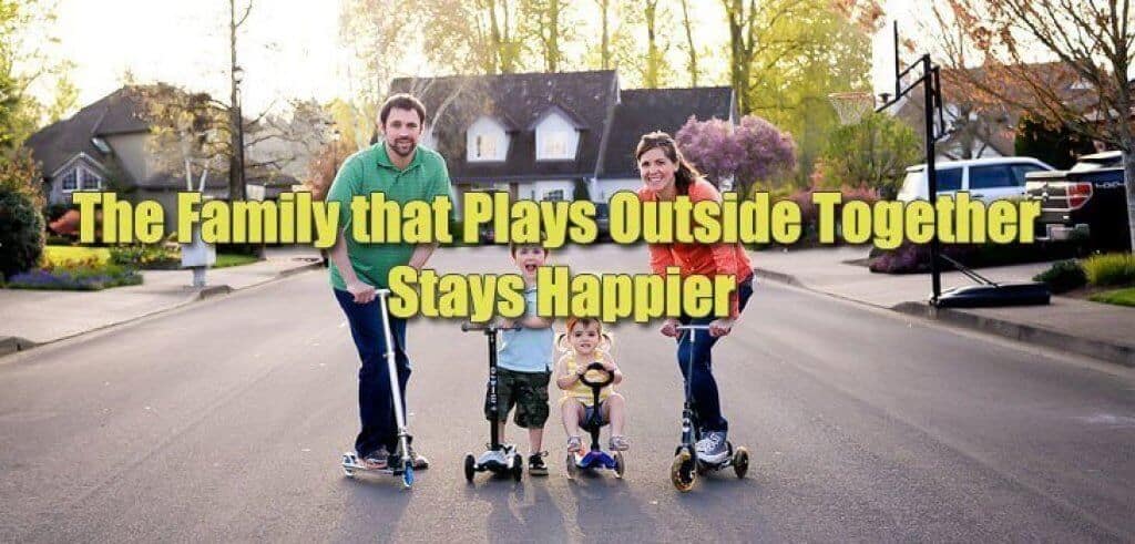 Family plays outside